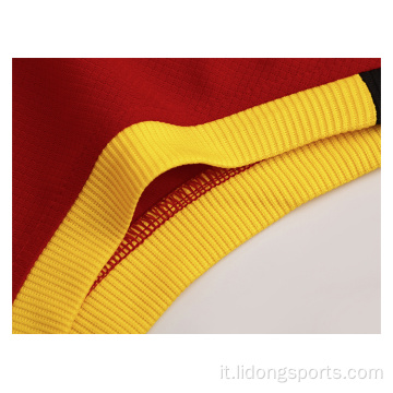 Jersey personalizzato di pallacanestro maschile da uomo rosso e nero di alta qualità
